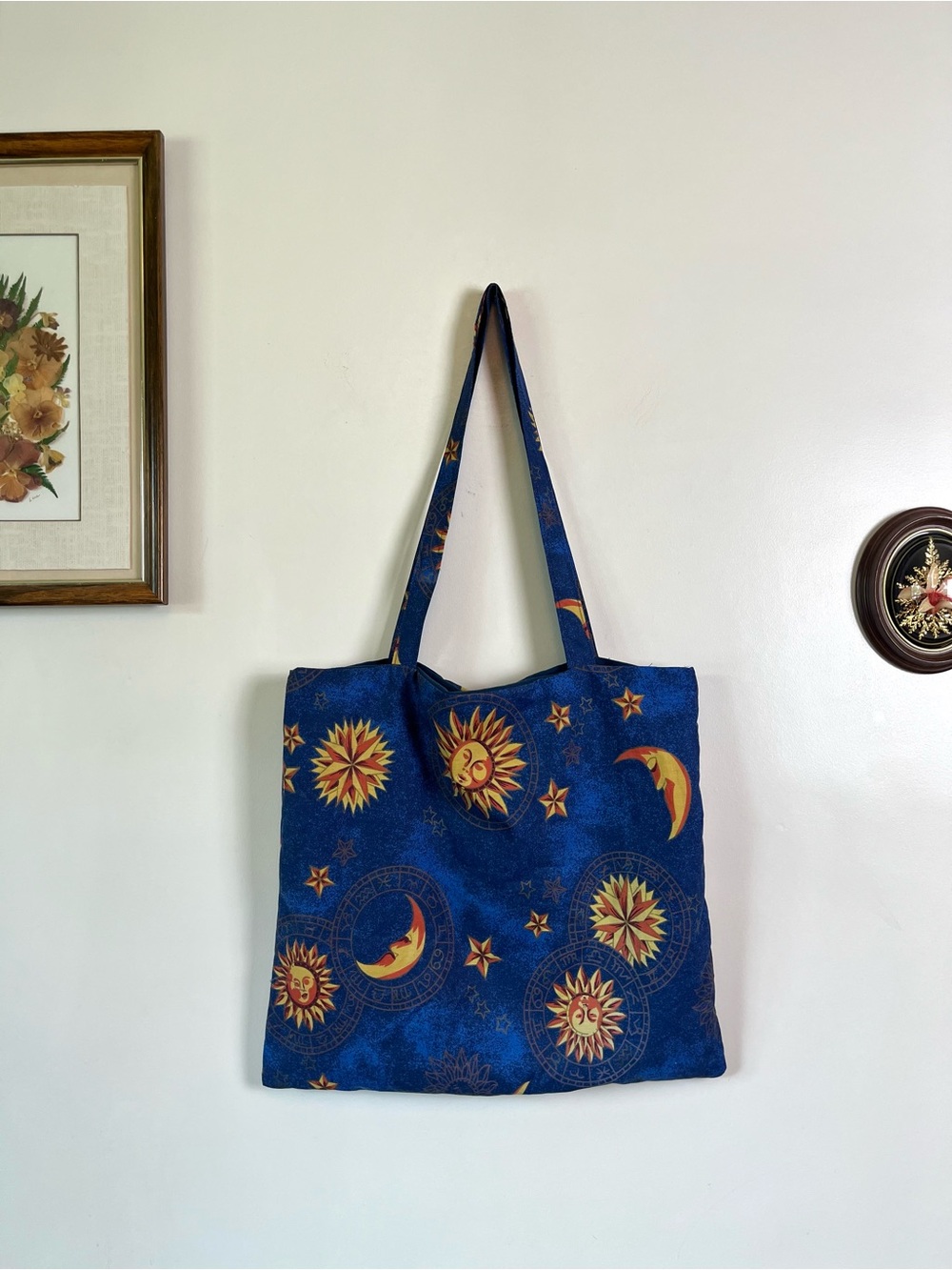 Vintage Handmade Celestial Sun & Moon Tote Bag